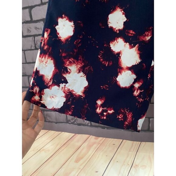 Tildon Navy Blue Floral Boho Flowy Wide Leg Side Zip Pant 4 - Picture 5 of 8